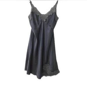 Elegant Gray Lace Trim Nightgown